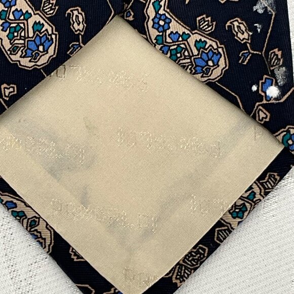 Pancaldi for Marek Navy/Gold Floral Paisley Silk Tie Made in Italy - Picture 5 of 5